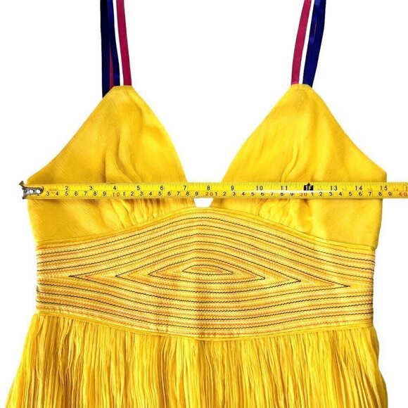 NWOT Catherine Malandrino Flowy Dress Sz.6 100% Silk Yellow Event Feminine - Picture 10 of 15